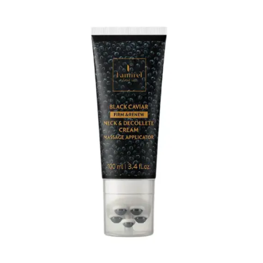 Black Caviar Neck Firming Cream Luxury Massage Treatment with Metal Applicator