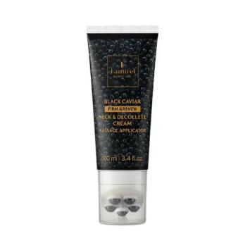 Black Caviar Neck Firming Cream Luxury Massage Treatment with Metal Applicator Famirel