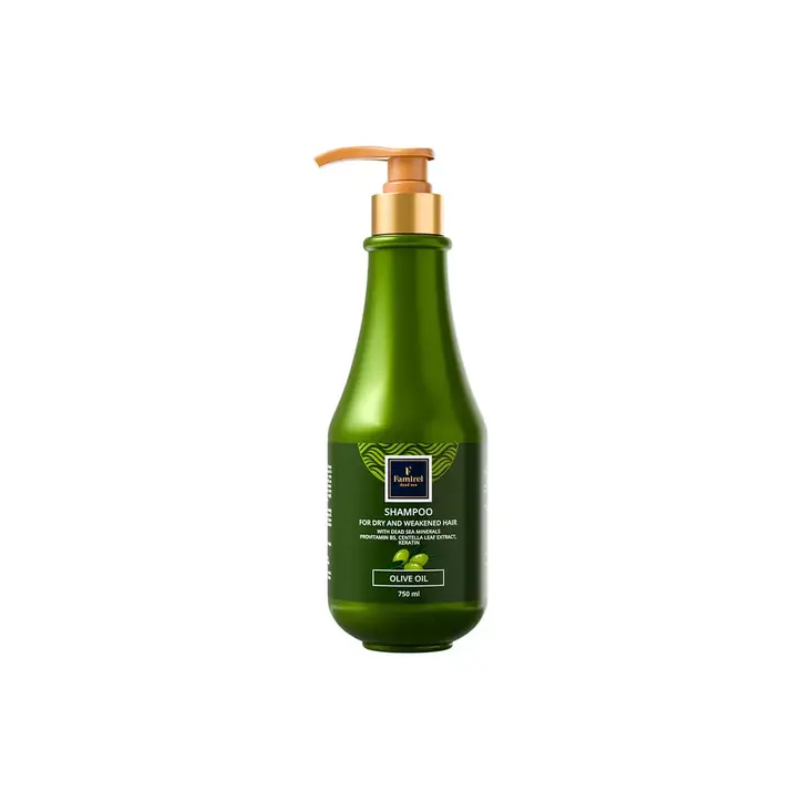 Shampoo Dry&Weakened Hair Olive Oil, Centella, Keratin&Dead Sea Minerals Famirel