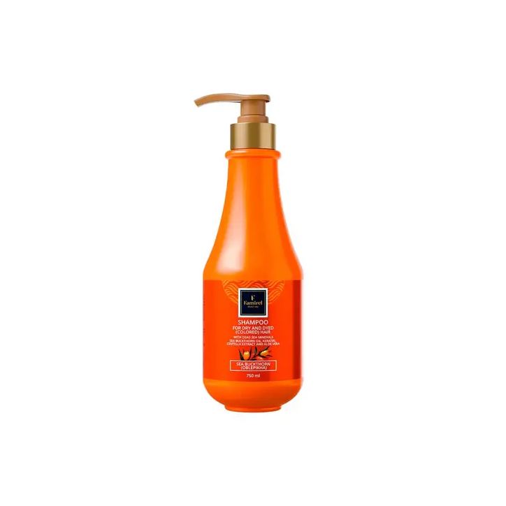 Shampoo Dry&Colored Hair Sea Buckthorn Extract, Centella, Keratin&Dead Sea Minerals Famirel