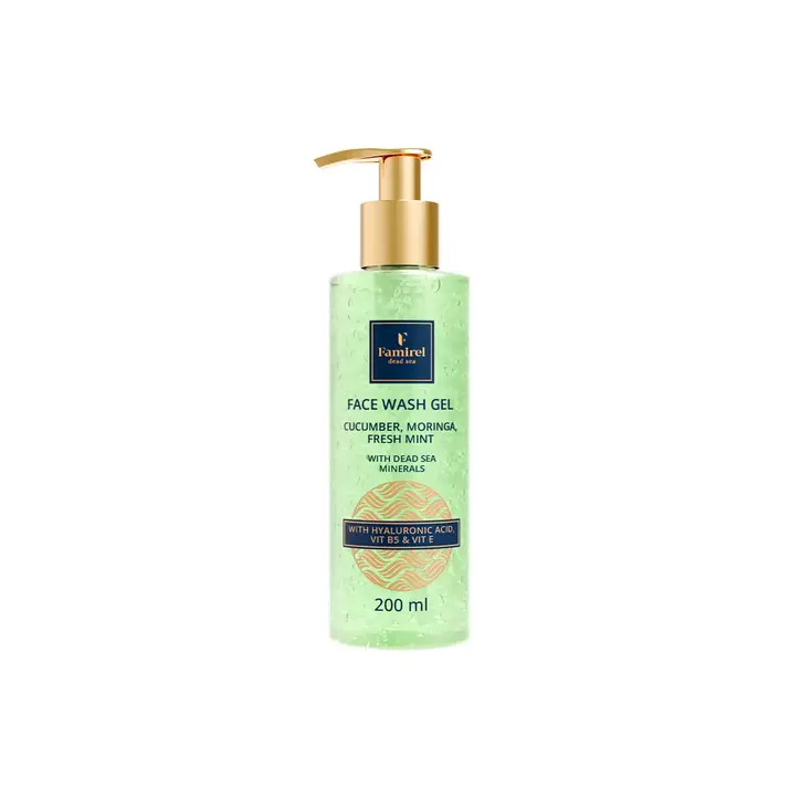 Face Wash Gel Cucumber, Moringa&Mint with Dead Sea Minerals Famirel